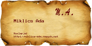 Miklics Ada névjegykártya